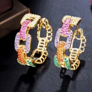 Cuban Chain link micro pave Cz hoop.